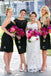 Mismatched Black Lace Short Custom Bridesmaid Dresses , BN1206