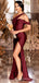 Mismatched Burgundy Satin  Mermaid Long Side Slit Custom Bridesmaid Dresses , BN1213