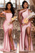 Mismatched Pink Satin Mermaid Long Side Slit Custom Bridesmaid Dresses , BN1217