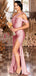 Mismatched Pink Satin Mermaid Long Side Slit Custom Bridesmaid Dresses , BN1217