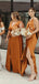 Mismatched Burnt Orange Long Side Slit Custom Bridesmaid Dresses , BN1274