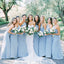 Dusty Blue Chiffon Halter Long Custom Bridesmaid Dresses , BN1280