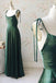 Spaghetti Straps A-line Satin Long Custom Bridesmaid Dresses , BN1282