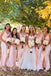 A-line Pink Spaghetti Straps Long Custom Bridesmaid Dresses , BN1285