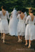 White Lace Half Sleeves Short Custom Bridesmaid Dresses , BN1313