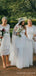 White Lace Half Sleeves Short Custom Bridesmaid Dresses , BN1313