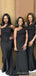 One Shoulder Black Long Mermaid Custom Bridesmaid Dresses , BN1325