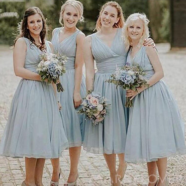 A-line Chiffon V-neck Long Custom Bridesmaid Dresses , BN1328
