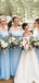 Off Shoulder Blue Long Mermaid Custom Bridesmaid Dresses , BN1329