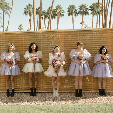 A-line Organza Short Custom Bridesmaid Dresses , BN1339