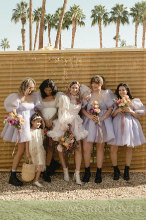 A-line Organza Short Custom Bridesmaid Dresses , BN1339