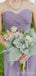 Simple A-line Purple Chiffon Strapless Long Custom Bridesmaid Dresses , BN1343