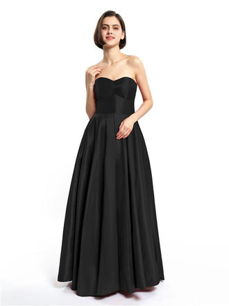 Strapless Stain Lace-up Back Floor-length Prom Dresses