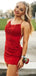 Red Tulle Appliques Spaghetti Straps Backless Short Homecoming Dresses, HM1053