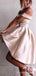 Off Shoulder A-line Satin Short Homecoming Dresses, HM1075