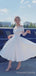 White Satin Off Shoulder A-line Short Homecoming Dresses, HM1111