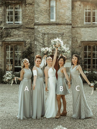 A-line Floo-length Sleeveless Chiffon/Lace Long Bridesmaid Dresses, BD0607