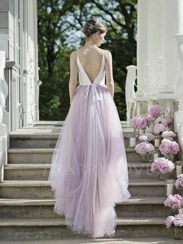 A-Line Floor-length Deep  Tulle Long Evening Prom Dresses, MR7024