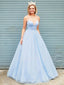 Sex A-Line Blue Backless Long Evening Prom Dresses, MR7063