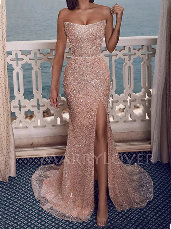 Sexy Sparkly Sequin Mermaid Long Evening Prom Dresses, MR7085