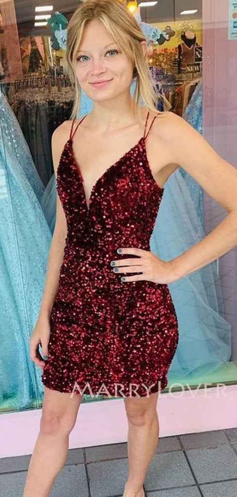Sexy Backless Sequin Mermaid Cheap Homecoming Dresses, MR7094