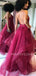 Sexy Backless Tulle A-line Burgundy Long Evening Prom Dresses, Cheap Custom Prom Dress, MR7158