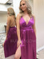 Deep V Neck Backless Long Evening Prom Dresses, Cheap Custom Party Prom Dresses, MR7173