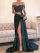 Off-Shoulder Mermaid Black Lace Tulle Long Evening Prom Dresses, MR7212