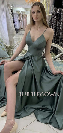 Sexy Spaghetti Straps V Neck Long Evening Party Prom Dresses, MR7050