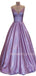 A-Line Purple Sparkly V Neck Long Evening Prom Dresses, Cheap Custom Dresses,MR7296