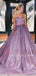 Sparkly Purple A-Line Backless Long Evening Prom Dresses, Cheap Custom Prom Dress, MR7399