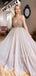 See Throuth V Neck Tulle Appliques Lace A-line Long Evening Prom Dresses, Cheap Custom V Back Prom Dress, MR7467