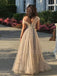 Off Shoulder A-Line Sequin Sparkly Long Evening Prom Dresses, Cheap Custom Prom Dress, MR7504