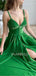 Women's Spaghetti Straps Green Velvet Vintage Long Evening Prom Dresses, Cheap Custom Prom Dresses, MR7640