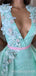 Deep V-neck Mint Green Sequin Mermaid Long Evening Prom Dresses, Cheap Custom Prom Dresses, MR7690