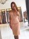 Mermaid Lace Long Sleeves V-neck Short Evening Prom Dresses, Homecoming Dresses, MR7714