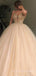 Deep V-neck Ball Gown Spaghetti Straps Tulle Beaded Long Evening Prom Dresses, Cheap Custom Prom Dresses, MR7743