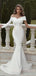 Off Shoulder White Satin Mermaid One Sleeve Long Evening Prom Dresses, Wedding Dresses, MR7785