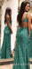 Green Sequin Spaghetti Straps  Long Mermaid Evening Prom Dresses, Cheap Custom Prom Dresses, MR7789