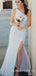 One Shoulder Gold Sequin Long Mermaid Evening Prom Dresses, Cheap Custom Prom Dresses, MR7794