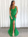 Mermaid Green Sequin V-neck Long Evening Prom Dresses, Cheap Custom Prom Dresses, MR7801