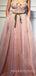 Pink Tulle A-line Appliques Long Straps Evening Prom Dresses, Cheap Custom Prom Dresses, MR7933