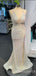Champagne Sequin V-neck Mermaid Long Evening Prom Dresses, Cheap Custom Prom Dresses, MR7975