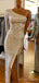 Long Sleeves One Shoulder Silver Sequin Mermaid Long Evening Prom Dresses, Cheap Custom Prom Dresses, MR8118