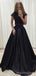 Two Pieces A-line Sky Blue Satin Lace Long Evening Prom Dresses , MR8131