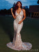 Spaghetti Straps Gold Sequin Long Mermaid Evening Prom Dresses, Cheap Custom Prom Dresses, MR8186