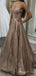 A-line Silver Sequin Long Evening Prom Dresses, Spaghetti Straps Custom Prom Dresses, MR8191