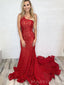 One Shoulder Lace Long Evening Prom Dresses, Mermaid Custom Prom Dress, MR8251