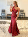 Mermaid Red Sequin Long Evening Prom Dresses, One Shoulder Custom Prom Dresses, MR8256