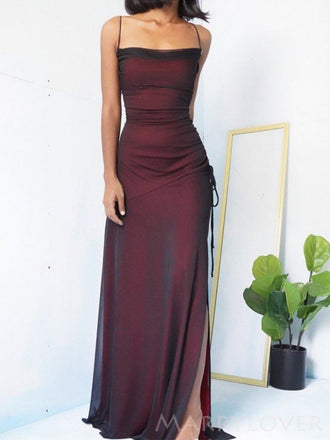 Sexy Sheath Black Tulle Long Mermaid Evening Prom Dresses, Spaghetti Straps Custom Prom Dresses, MR8290